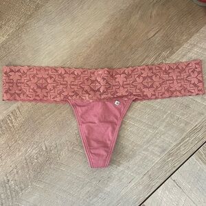 PINK Victoria's Secret Dusty Rose Lace Thong